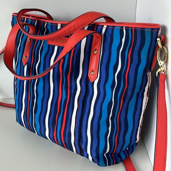 Vera Bradley Preppy Poly Crossbody Tote Bag Cobalt Stripe - Picture 2 of 16